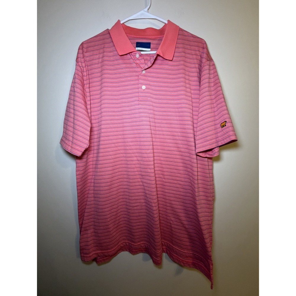 Jack Nicklaus Pink & White Striped Short Sleeve Golf Polo Shirt Size XL